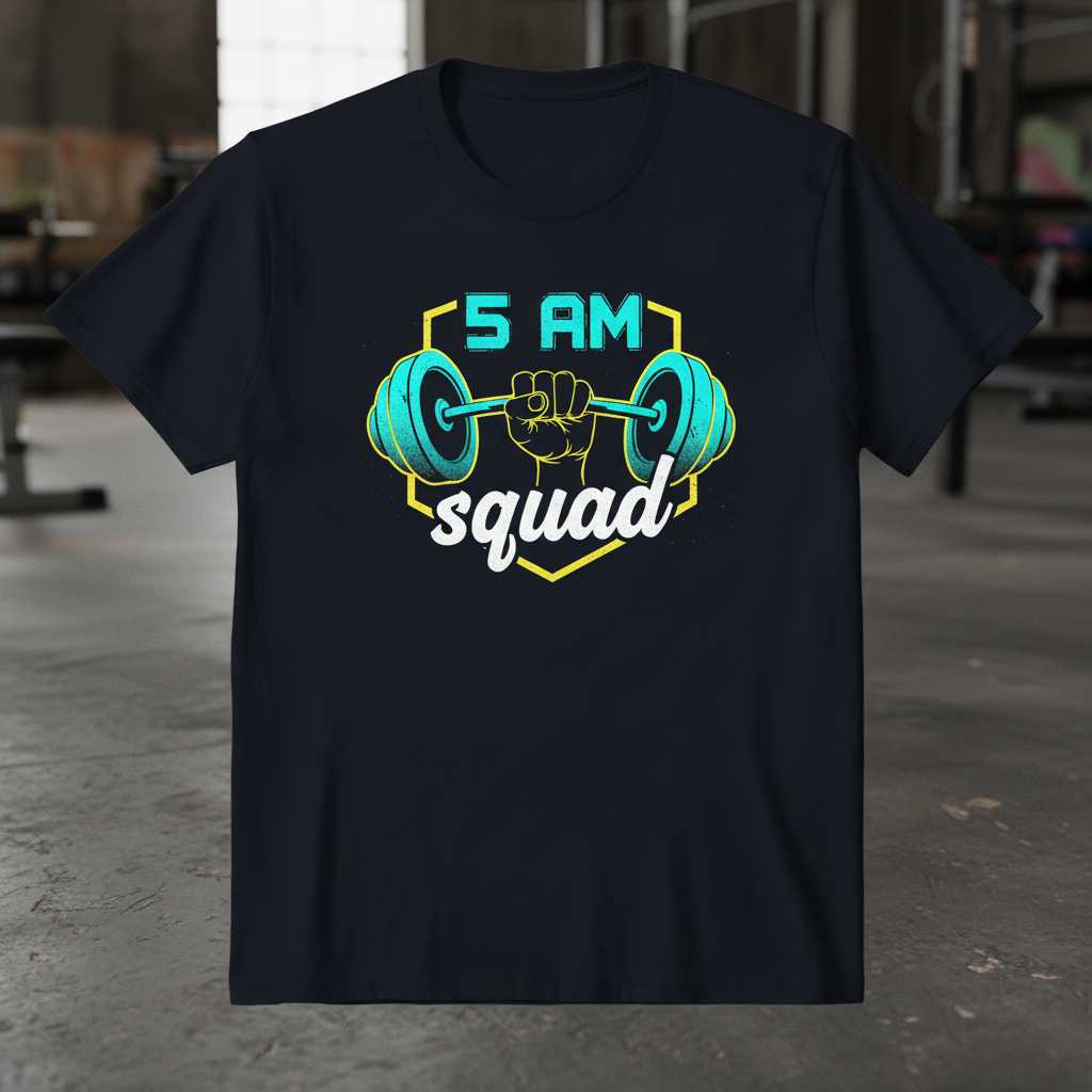 5 AM Squad Gym Workout Graphic T-Shirt Tee Fitness Clothing Gift for Enthusiasts