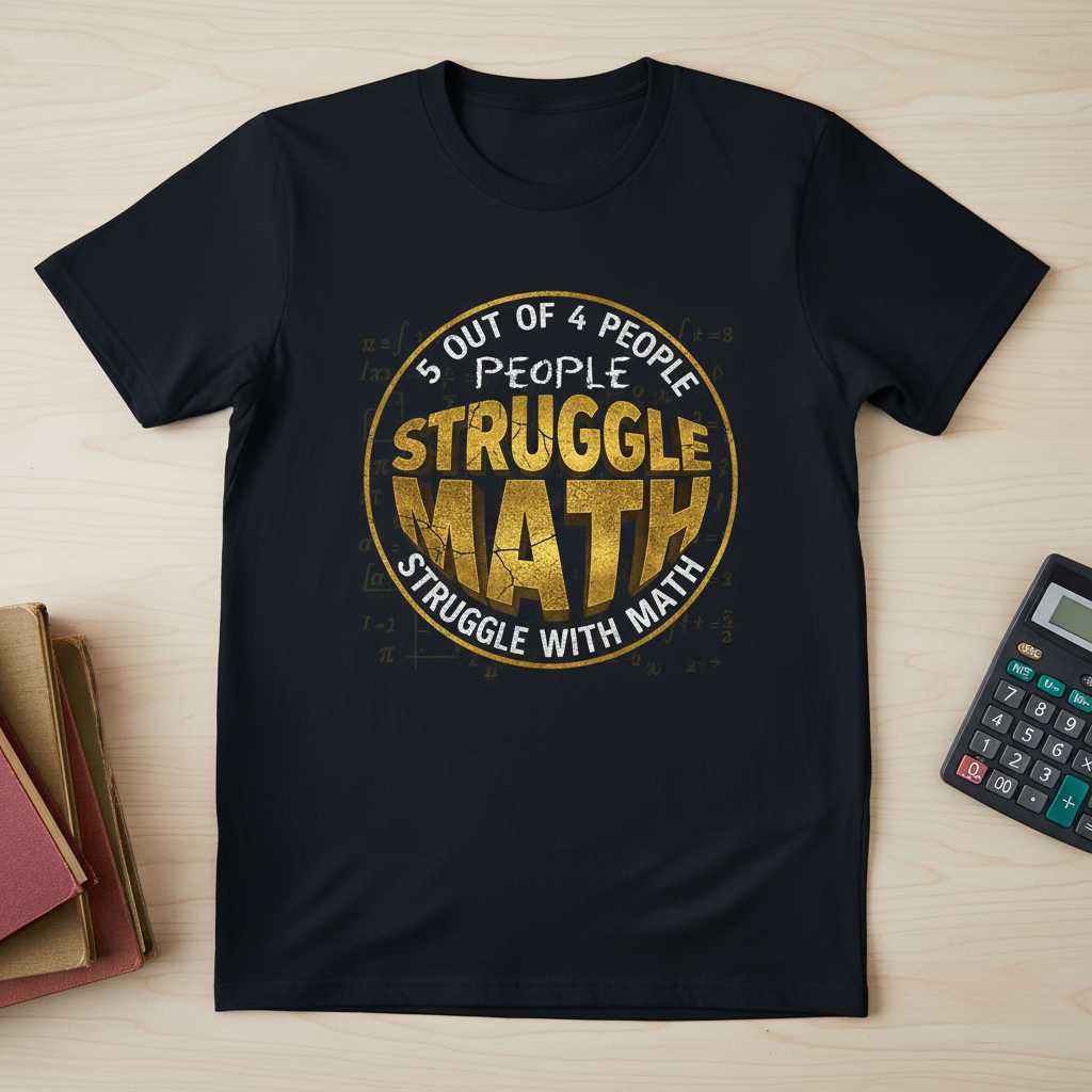 5 Out Of 4 People Struggle With Math Funny Graphic T-Shirt Novelty Tee Gift