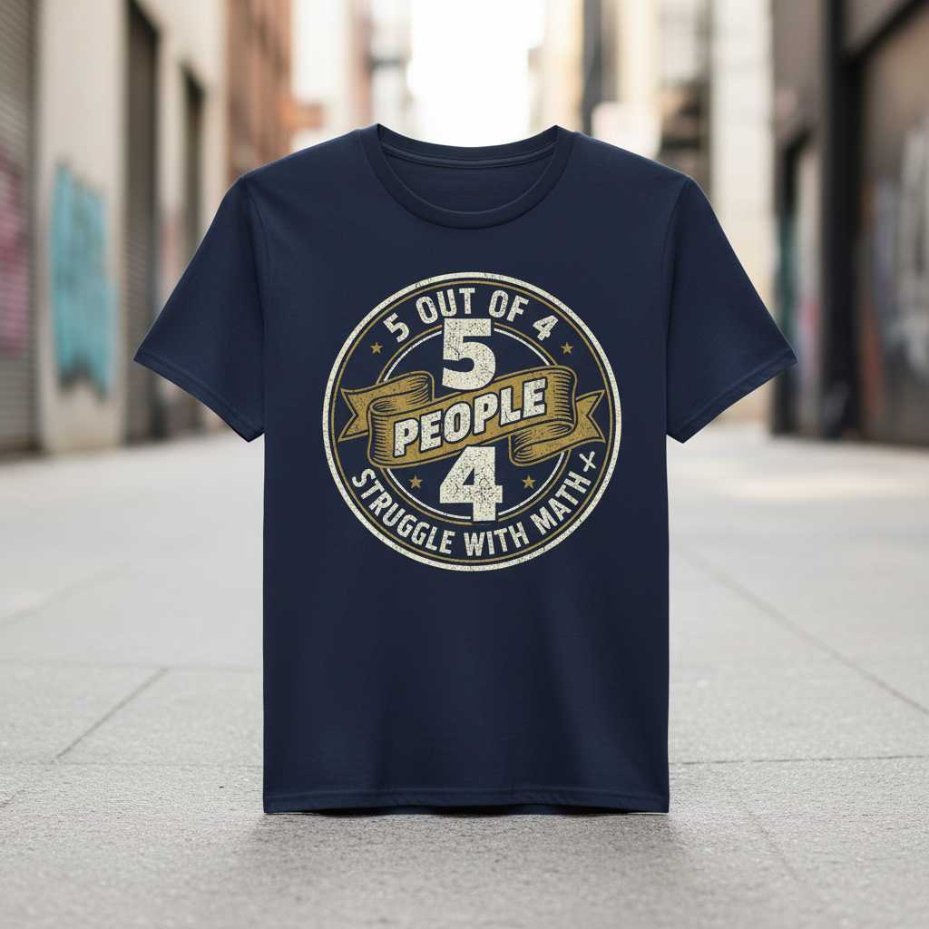 5 Out Of 4 People Struggle With Math Funny Graphic T-Shirt Tee Novelty Gift