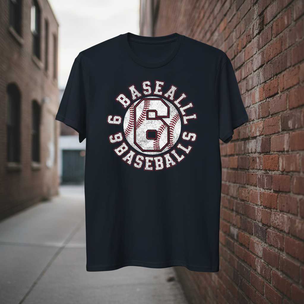 6 Baseballs Vintage Graphic T-Shirt Tee Kids Birthday Outfit Gift Idea
