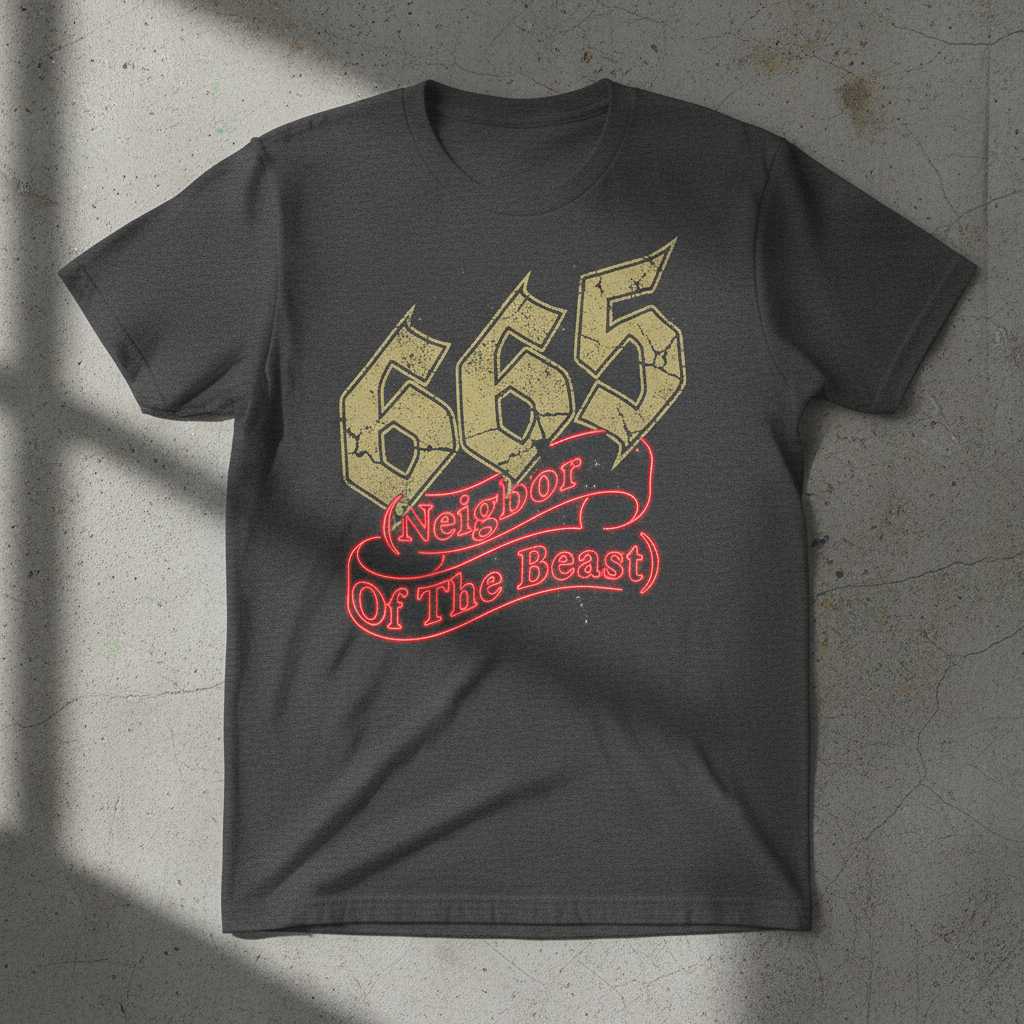 665 Neighbor Of The Beast Graphic T-Shirt Funny Novelty Tee Gift Idea For Fans