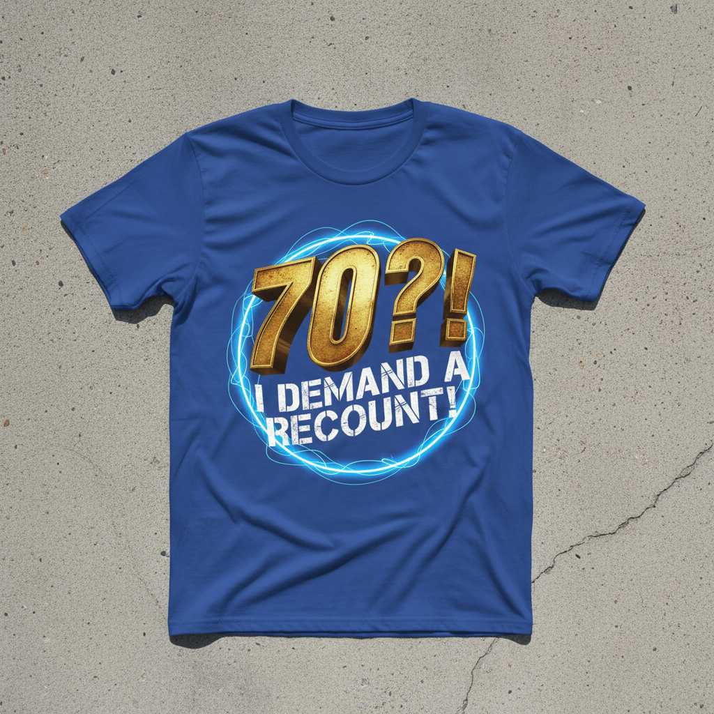 70-! I Demand A Recount! Funny 70th Birthday Graphic T-Shirt Tee Gift Idea