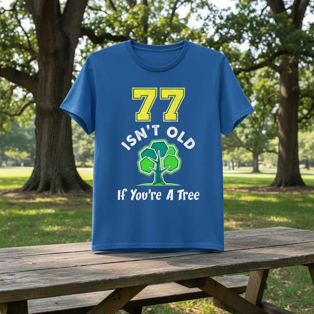 77 Isn’t Old If You’re A Tree Graphic T-Shirt Tee Novelty Gift Outfit