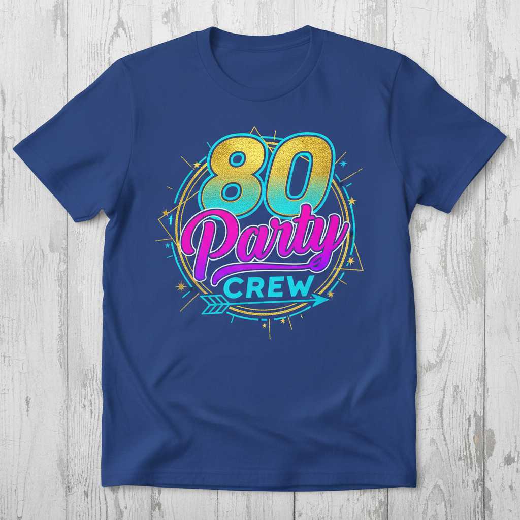 80 Party Crew Graphic T-Shirt Tee Birthday Outfit Gift Idea Novelty Clothing