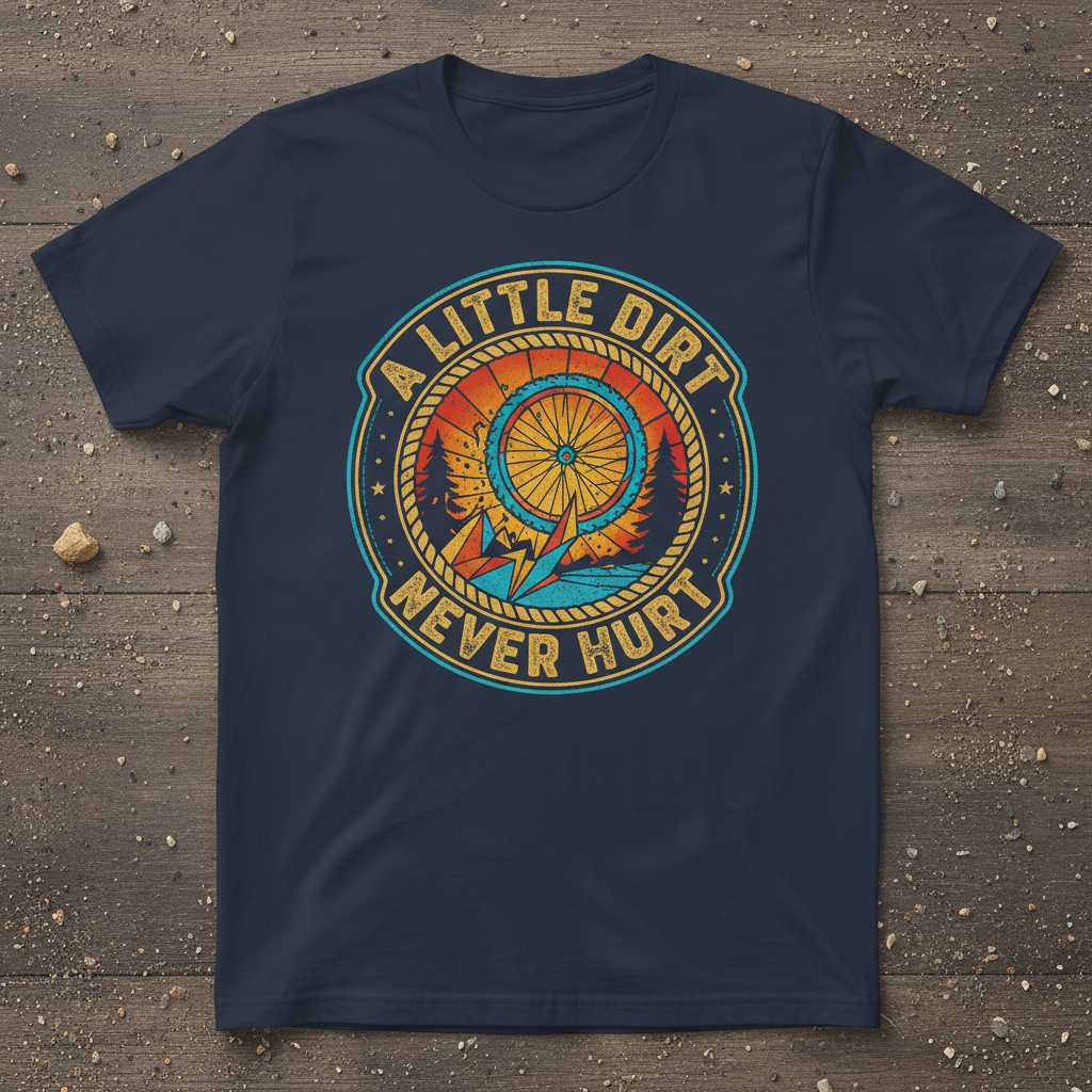 A Little Dirt Never Hurt Retro Graphic T-Shirt MTB Tee Outdoor Enthusiast Gear