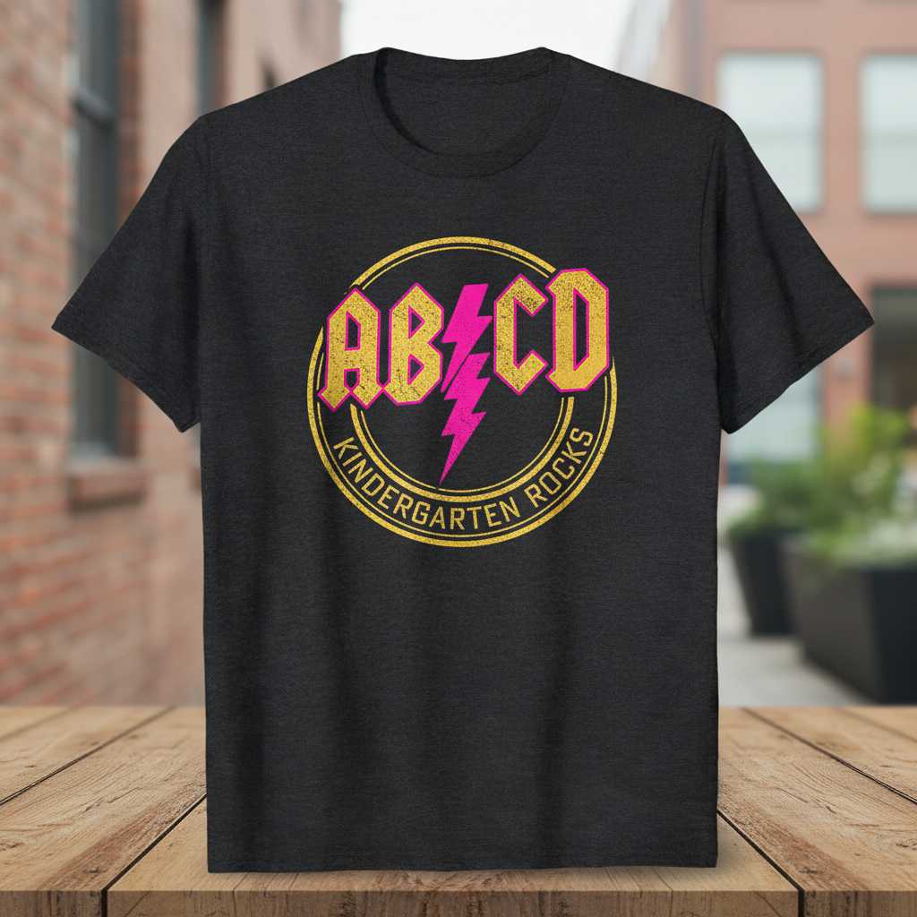 AB-CD Kindergarten Rocks Vintage Graphic T-Shirt Retro School Tee Gift Outfit