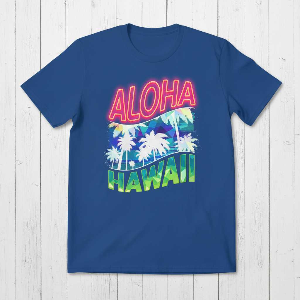 ALOHA Hawaii Graphic T-Shirt Retro Beach Tee Gift Idea Souvenir Clothing