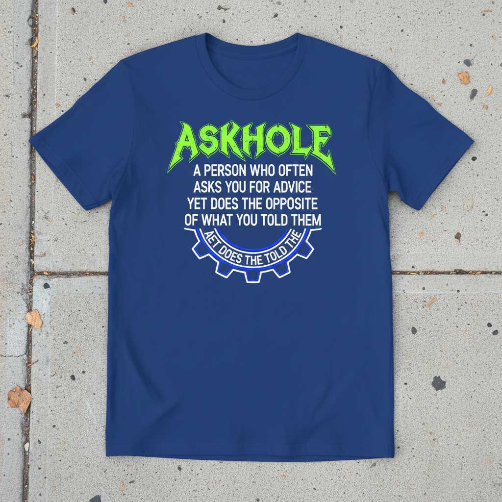 ASKHOLE A Person Who Often Asks You For Advice Novelty Graphic T-Shirt Tee Gift
