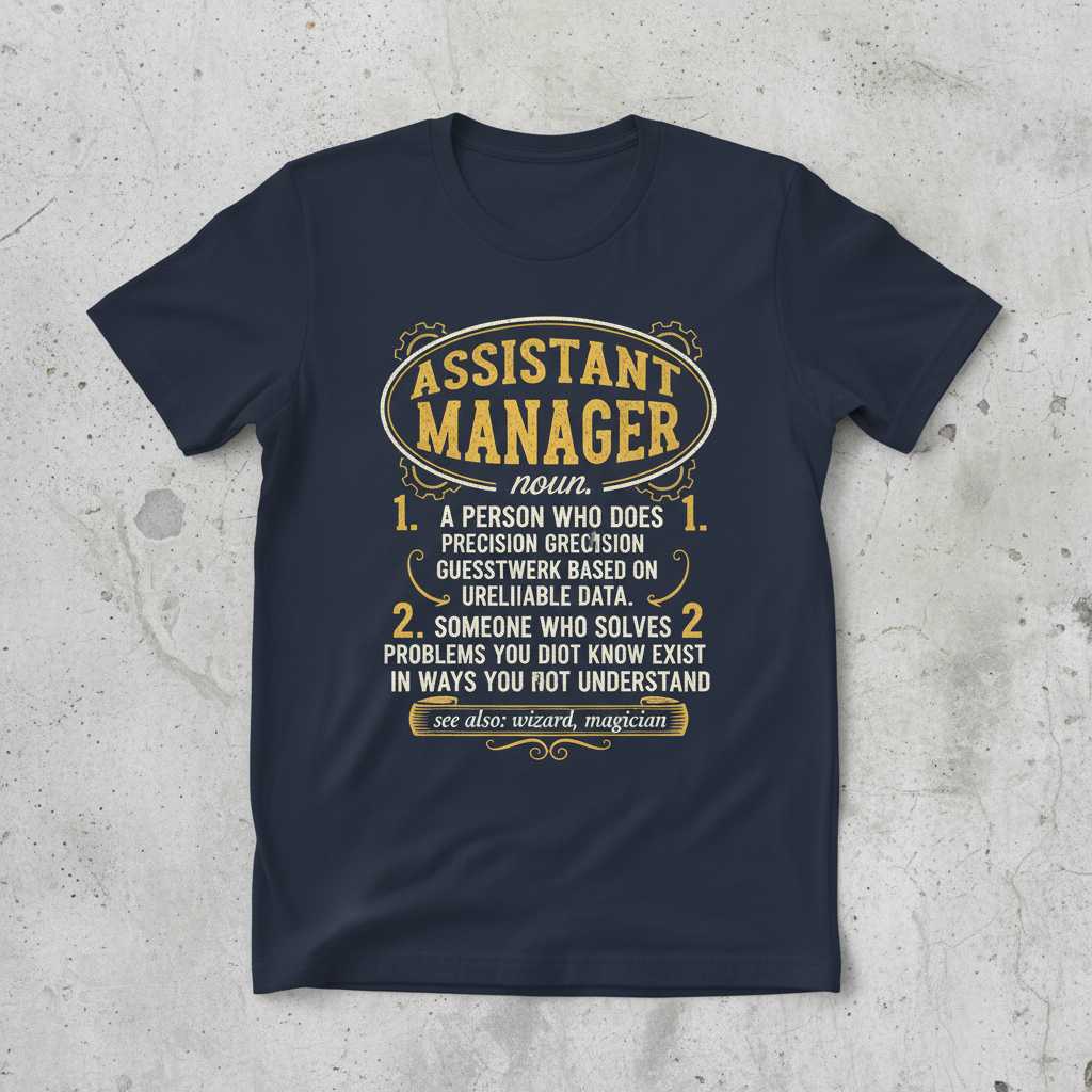 ASSISTANT MANAGER Noun Definition Graphic T-Shirt Tee Novelty Work Gift Idea