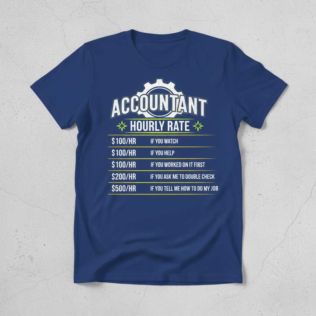 Accountant Hourly Rate Funny Accounting Graphic T-Shirt Tee Novelty Gift Idea