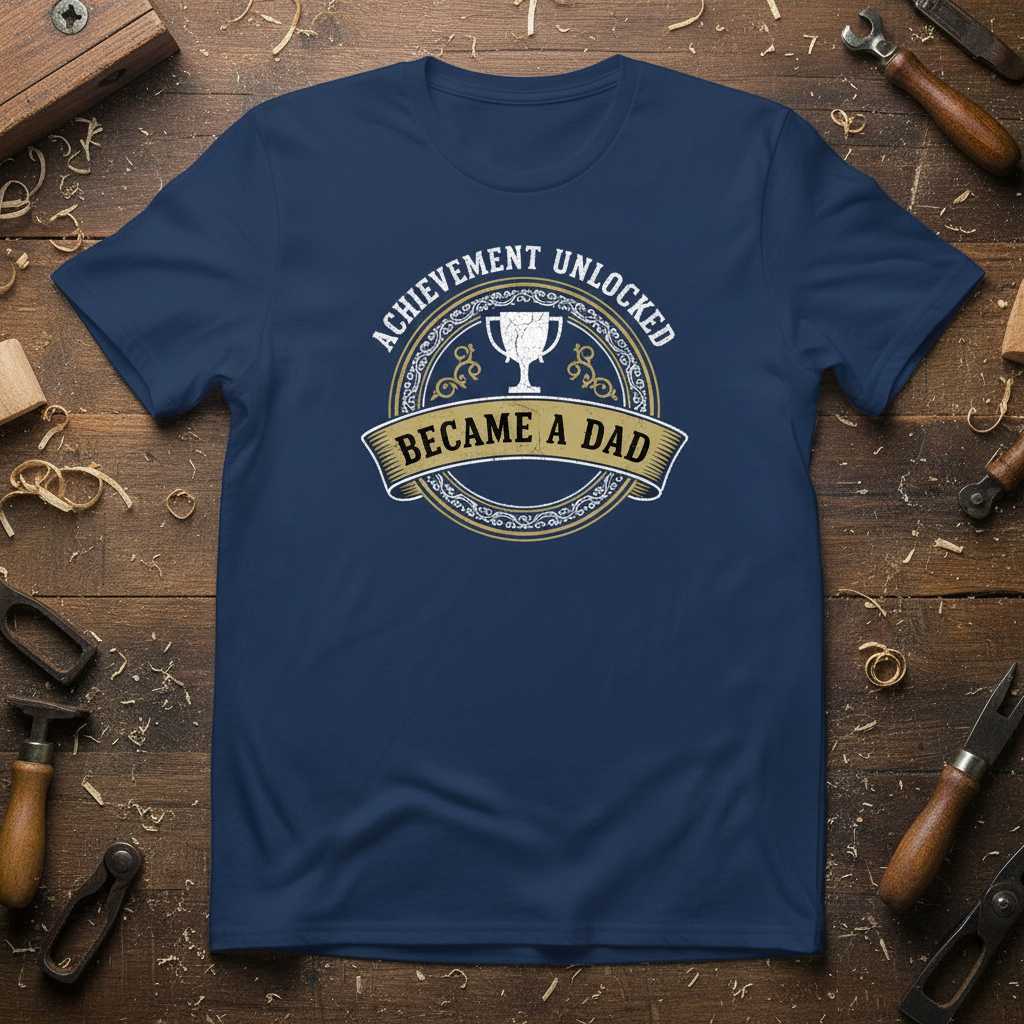 Achievement Unlocked Became A Dad Graphic T-Shirt Novelty Tee Gift Idea