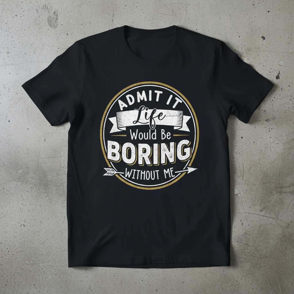 Admit It Life Would Be Boring Without Me Funny Graphic T-Shirt Novelty Tee Gift_new