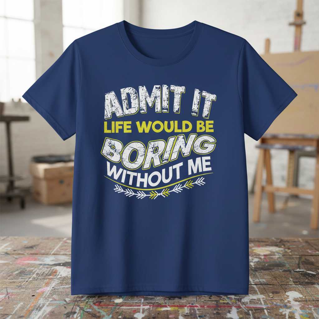 Admit It Life Would Be Boring Without Me Funny Graphic T-Shirt Tee Novelty Gift_new