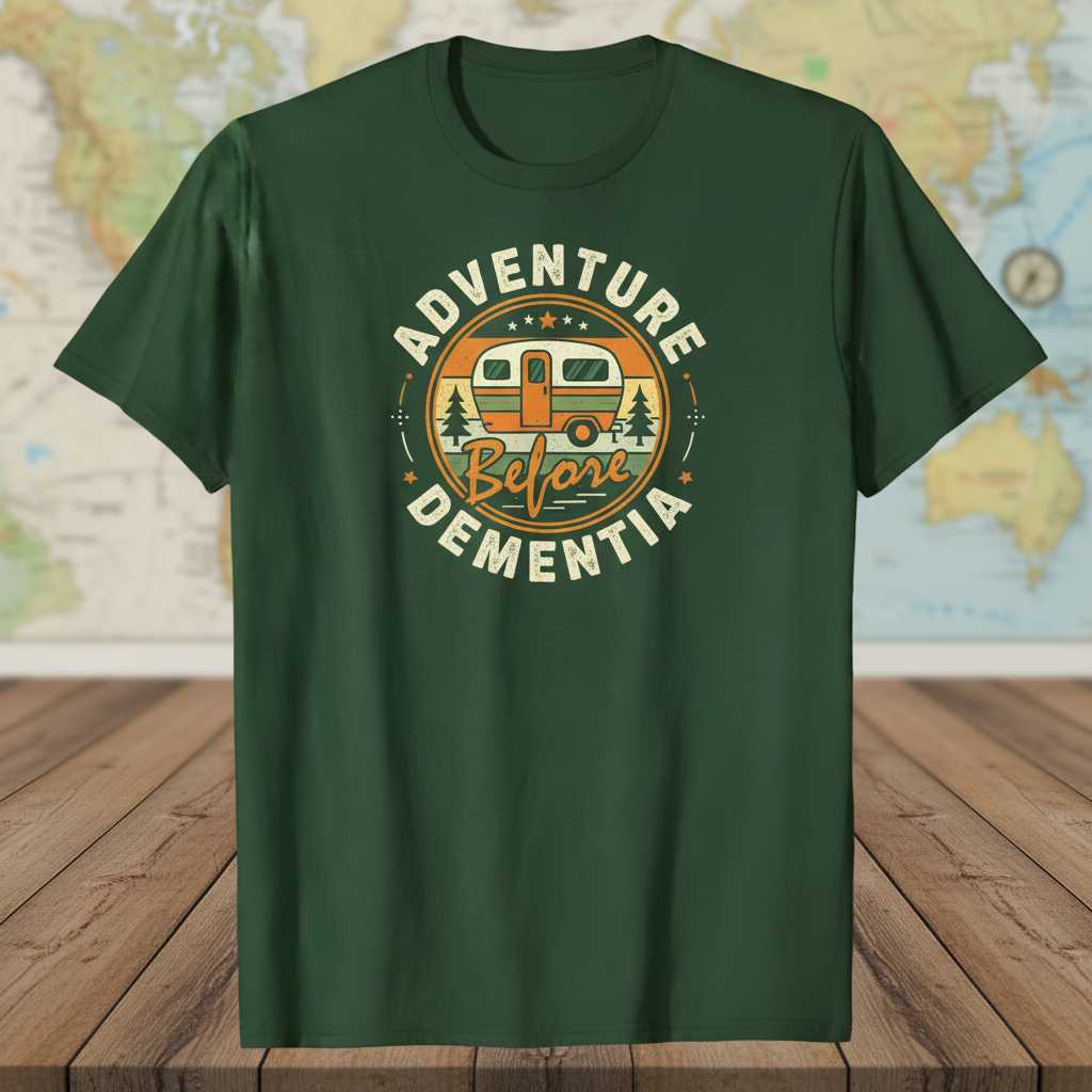 Adventure Before Dementia Vintage Camper Graphic T-Shirt Tee Novelty Gift