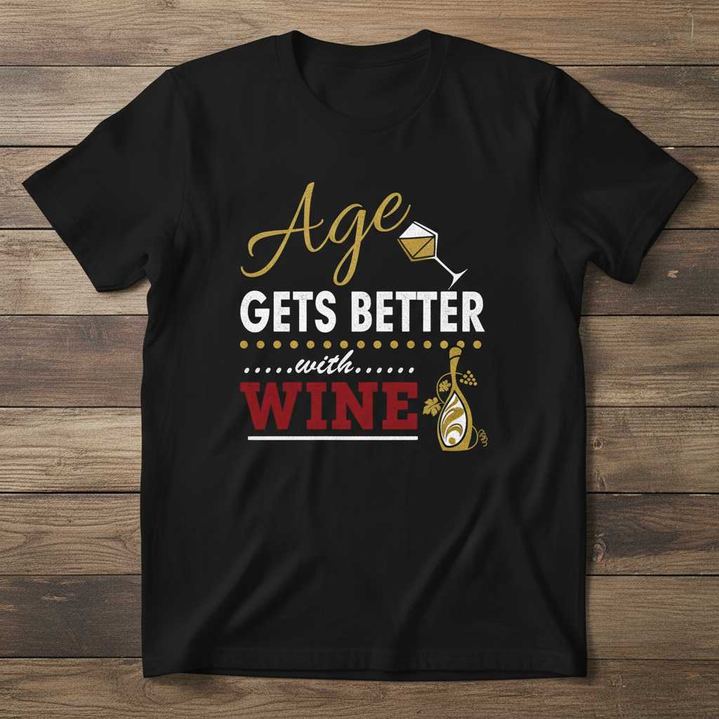 Age Gets Better With Wine Graphic T-Shirt Novelty Tee Gift Idea for Wine Lovers