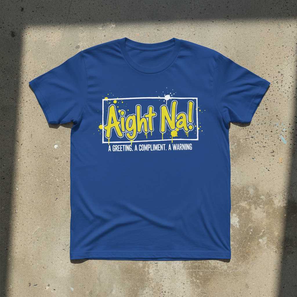Aight Na! A Greeting A Compliment A Warning Graphic T-Shirt Novelty Tee Gift