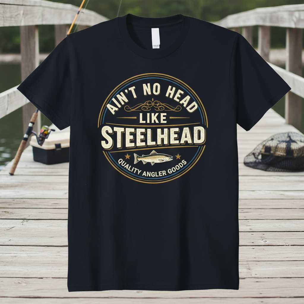 Ain’t No Head Like Steelhead Graphic T-Shirt Fishing Tee Novelty Angler Gift