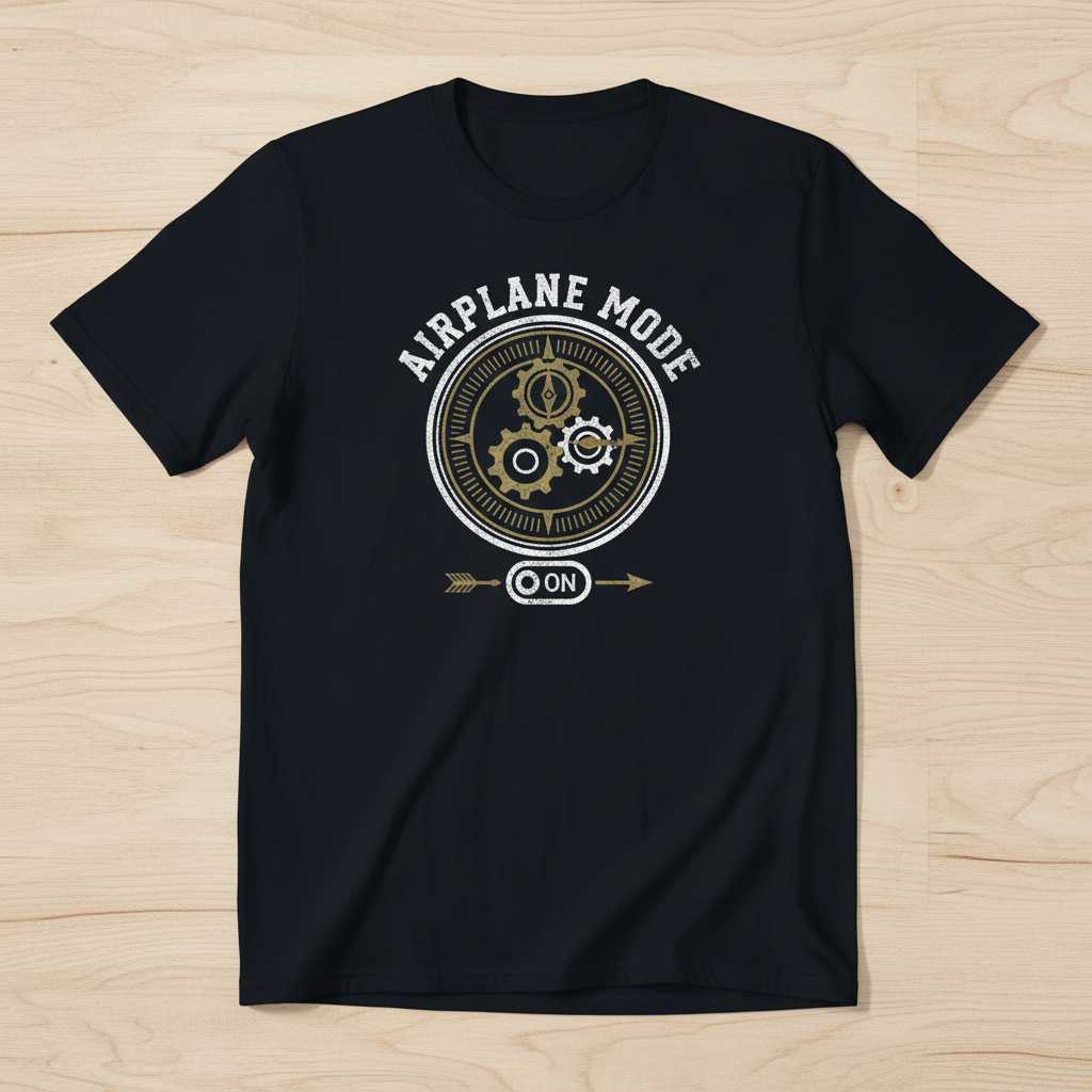 Airplane Mode On Graphic T-Shirt Tee Novelty Pilot Gift Idea Aviation Enthusiast
