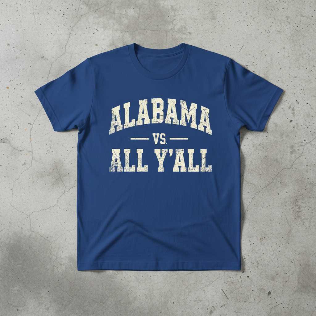 Alabama vs All Y’all Vintage Graphic T-Shirt Tee Casual Unisex Fan Gear