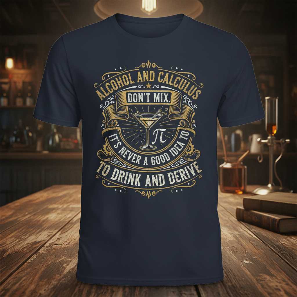 Alcohol And Calculus Don’t Mix It’s Never A Good Idea To Drink And Derive Funny Graphic T-Shirt Tee Gift