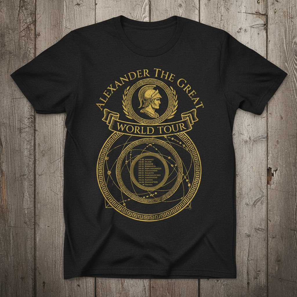 Alexander The Great World Tour Graphic T-Shirt Tee Novelty Gift for History Fans