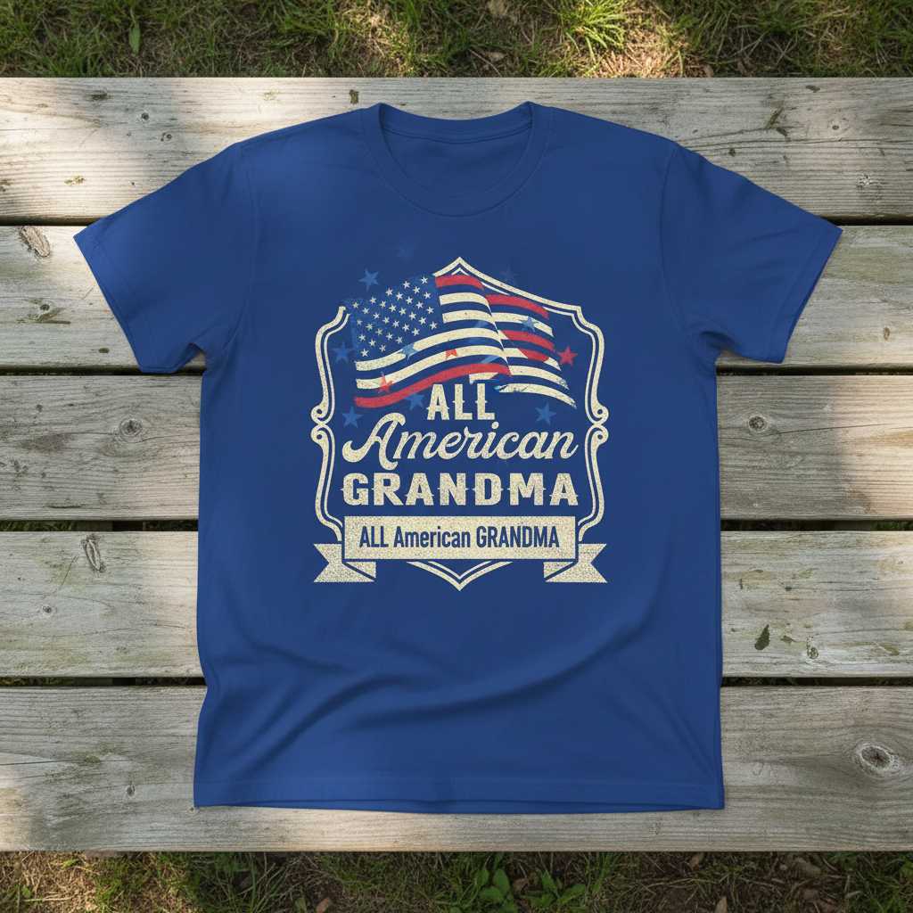 All American Grandma Vintage Graphic T-Shirt Patriotic Tee Gift Idea Clothing