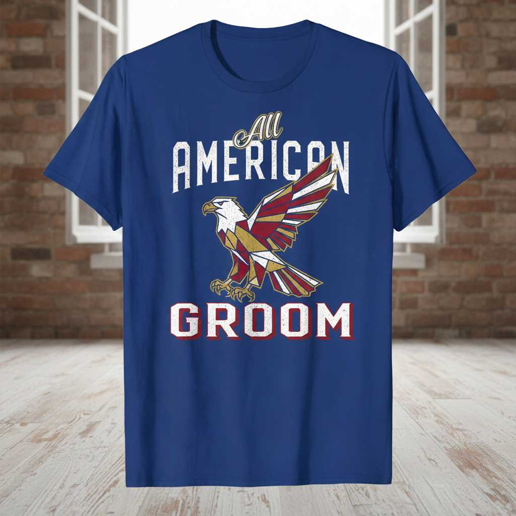 All American Groom Vintage Eagle Graphic T-Shirt Patriotic Tee Wedding Gear