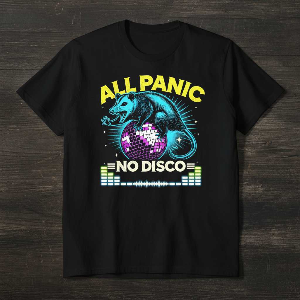 All Panic No Disco Possum Graphic T-Shirt Funny Novelty Tee Gift for Fans