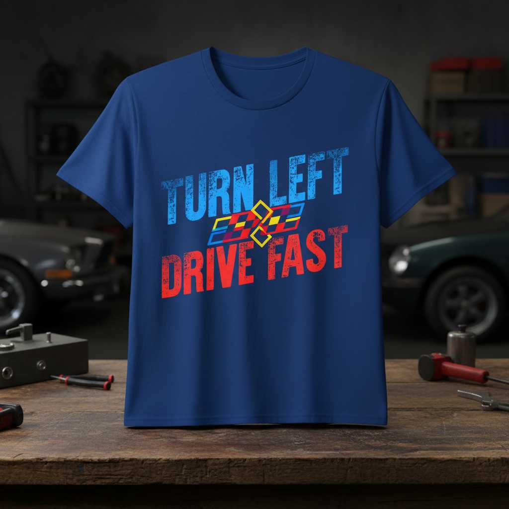 All Tees » Drive Fast Turn Left Funny Track Racing