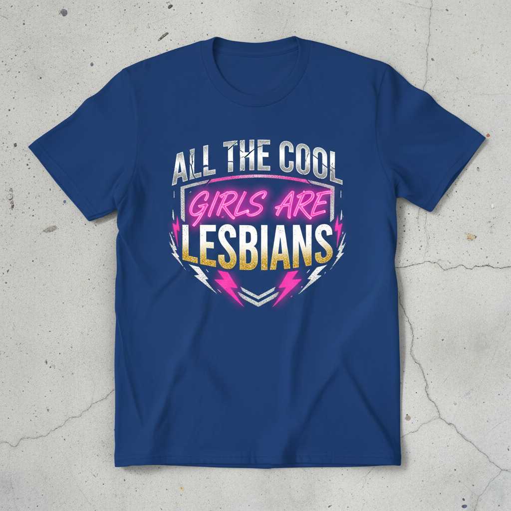 All The Cool Girls Are Lesbians Graphic T-Shirt Tee Novelty Unisex Pride Clothing