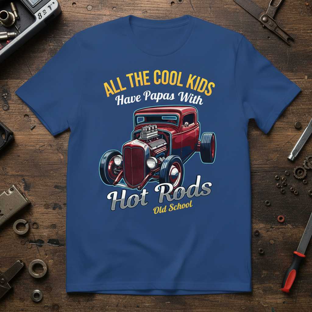 All The Cool Kids Have Papas With Hot Rods T-Shirt Vintage Graphic Tee Gift