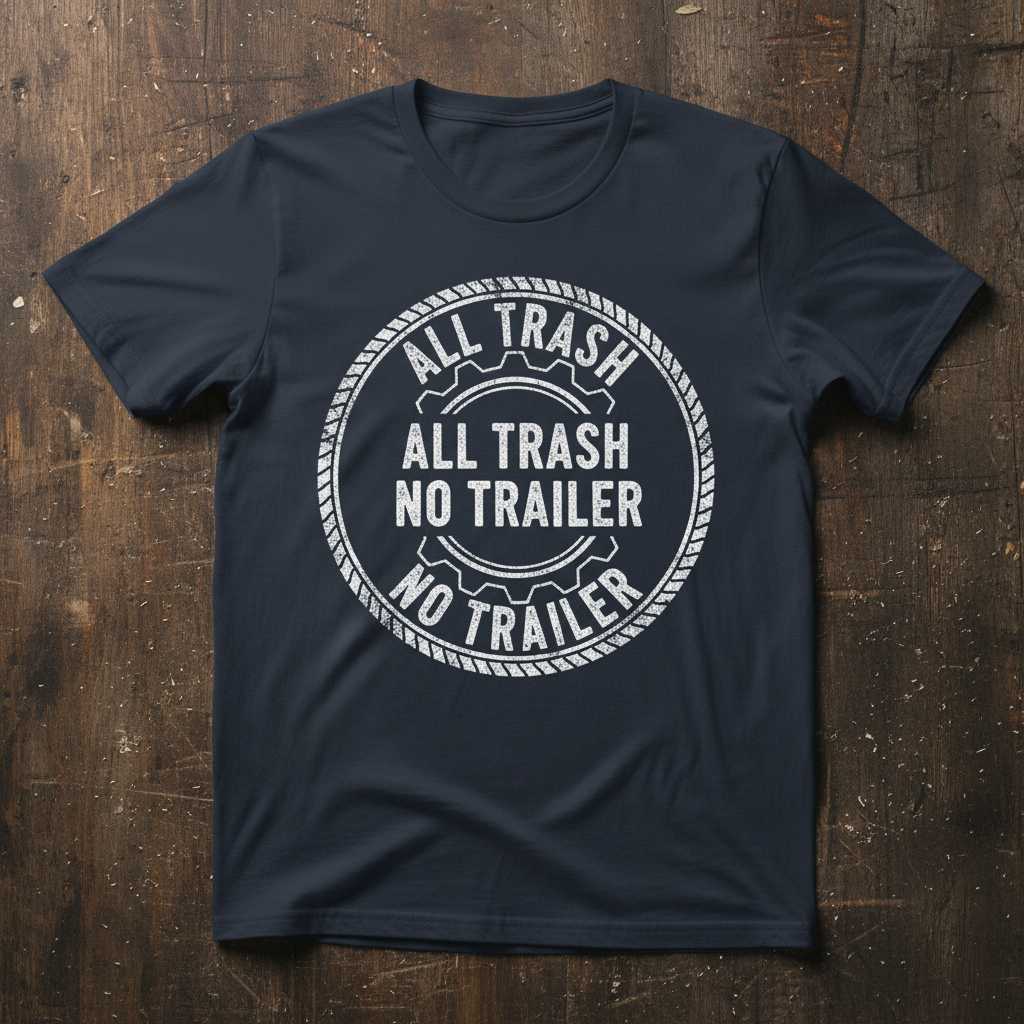 All Trash No Trailer Graphic T-Shirt Vintage Distressed Tee Novelty Unisex Top