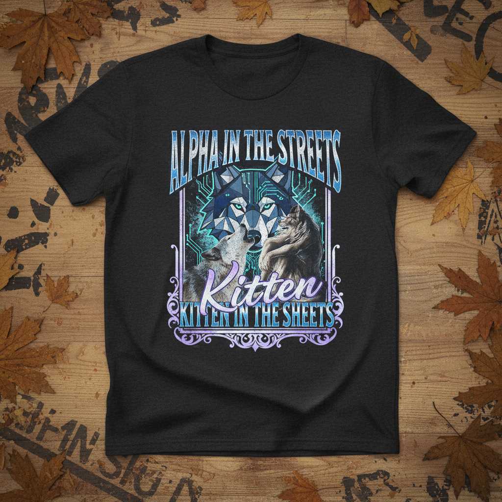 Alpha In The Streets Kitten In The Sheets Graphic T-Shirt Tee Novelty Gift