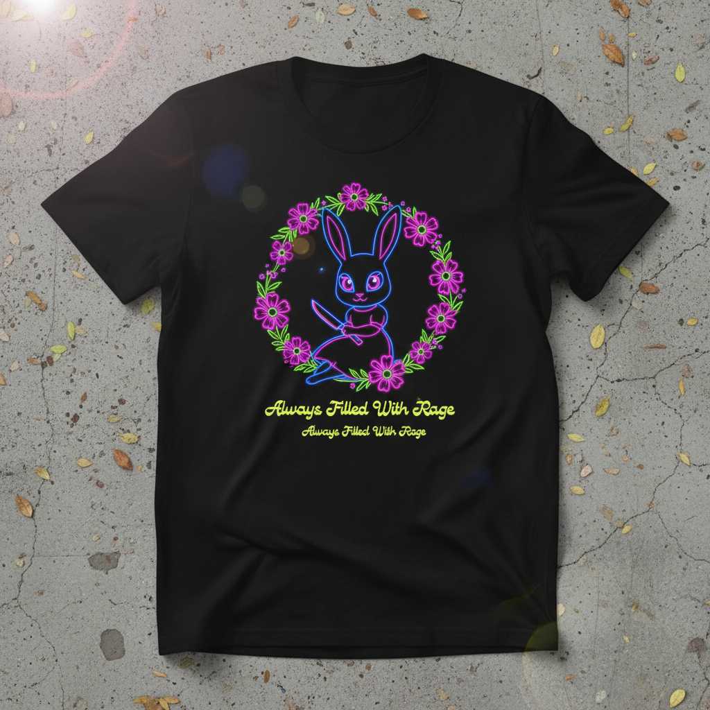 Always Filled With Rage Bunny Graphic T-Shirt Tee Novelty Unisex Clothing Gift