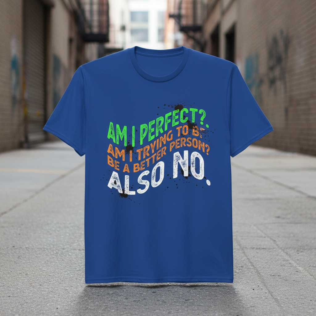 Am I Perfect Am I Trying To Be A Better Person Also No Funny Graphic T-Shirt Tee