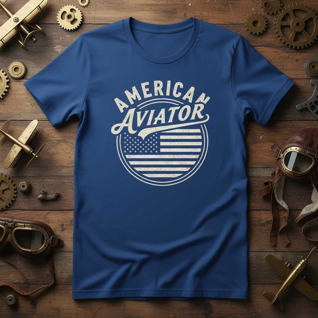 American Aviator Vintage Graphic T-Shirt Aviation Tee Novelty Gift for Pilot Fans