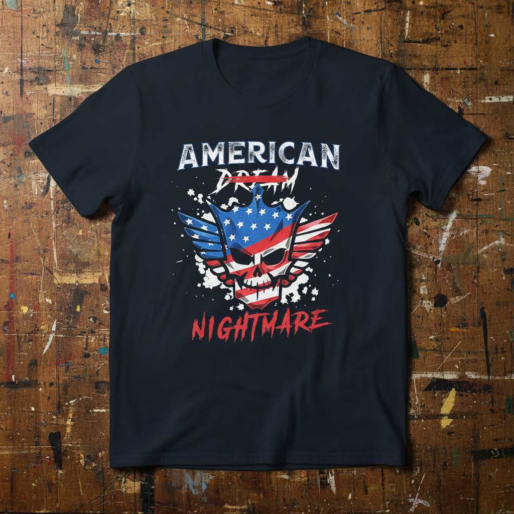 American Nightmare Patriotic Skull Graphic T-Shirt Novelty Tee Merch Gift