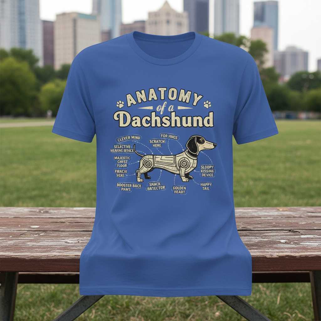 Anatomy of a Dachshund Graphic T-Shirt Novelty Tee Gift for Dog Lover Merch