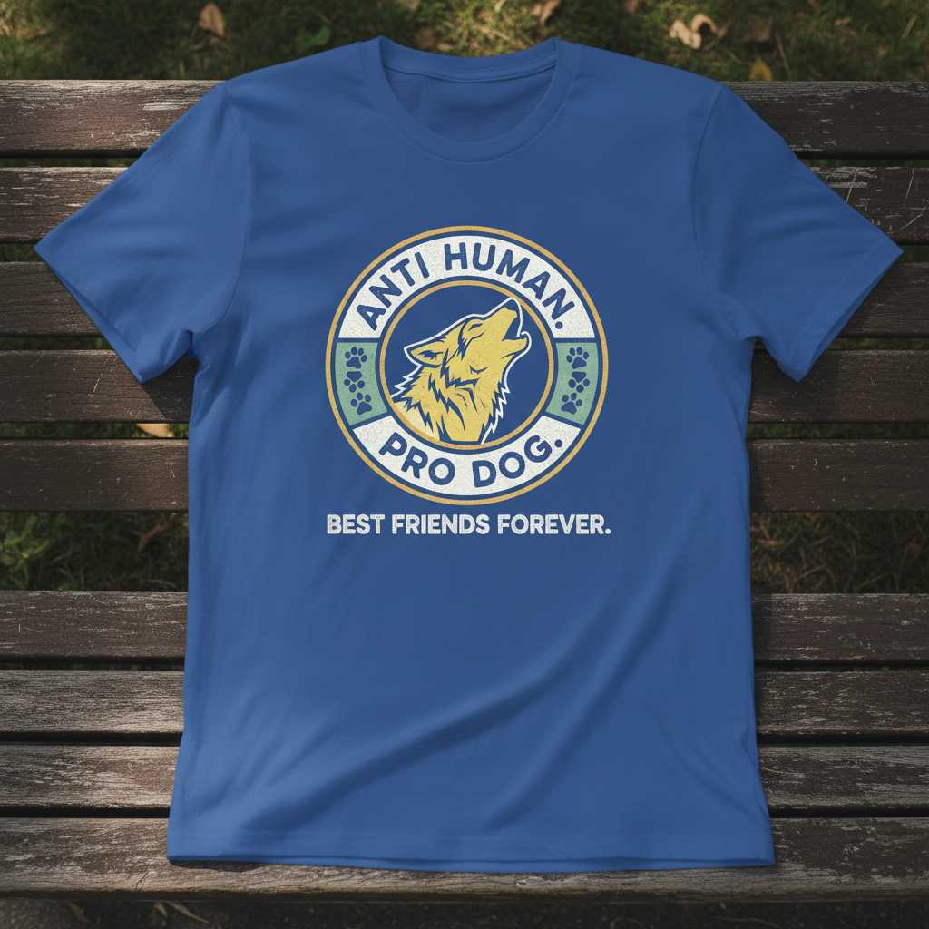 Anti Human Pro Dog Best Friends Forever Graphic T-Shirt Tee Novelty Gift for Dog Lovers