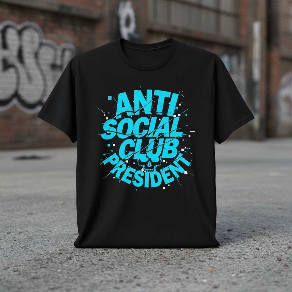 Anti Social Club President Graphic T-Shirt Tee Novelty Unisex Top Gift Idea