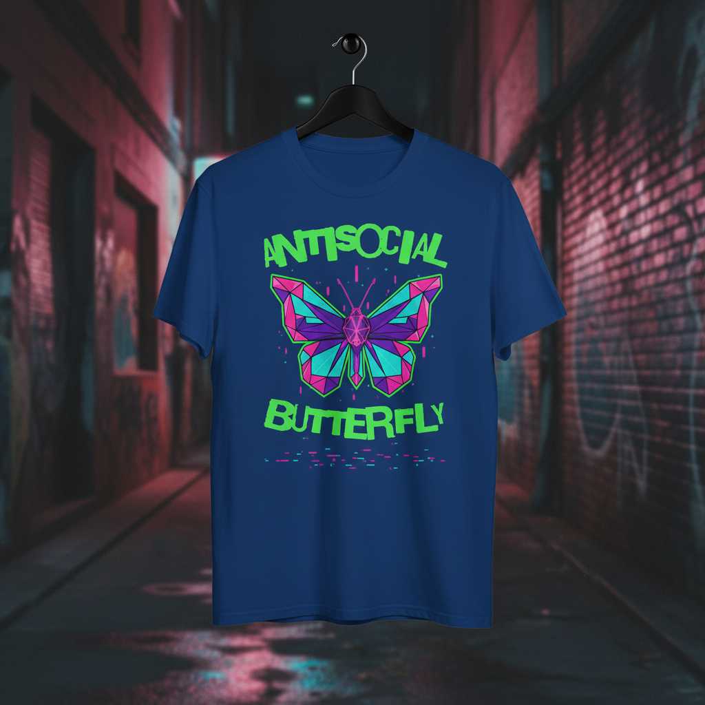 Antisocial Butterfly Graphic T-Shirt Tee Novelty Gift Idea for Introvert Fans