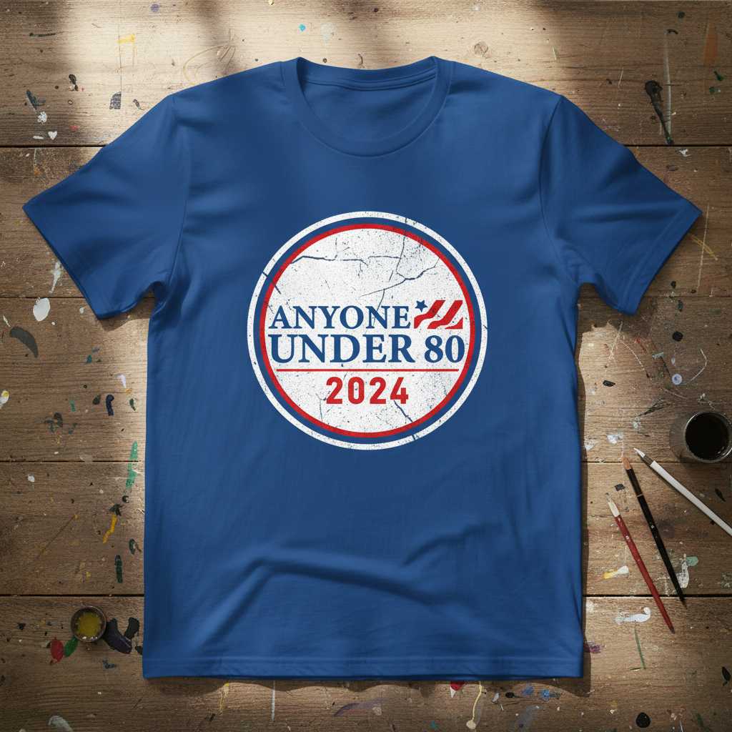 Anyone Under 80 2024 Distressed Graphic T-Shirt Tee Novelty Political Outfit