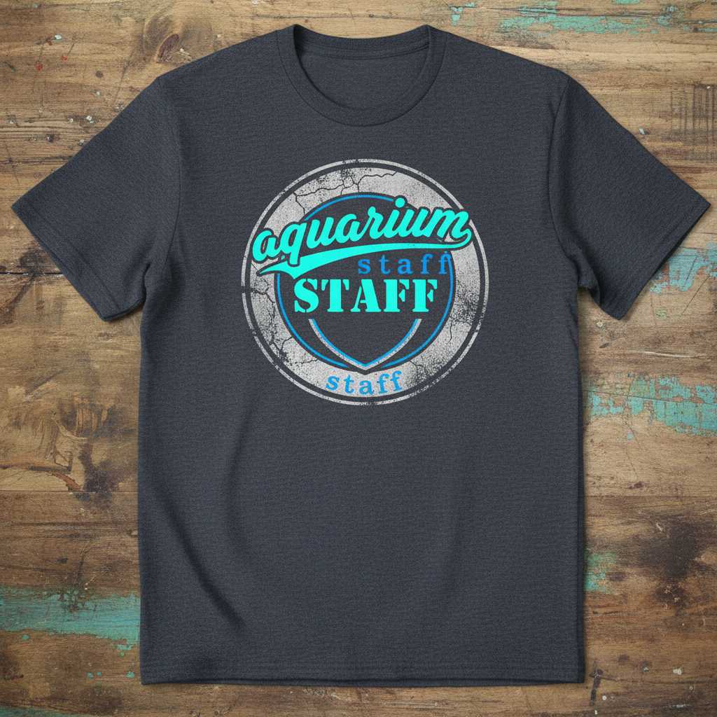 Aquarium Staff STAFF Distressed Graphic T-Shirt Novelty Tee for Aquarium Lovers