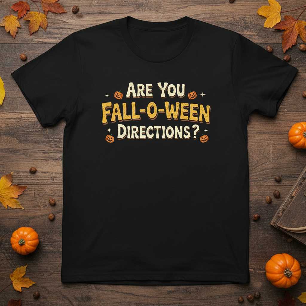 Are You Fall-O-Ween Directions Graphic T-Shirt Funny Halloween Tee Gift Idea