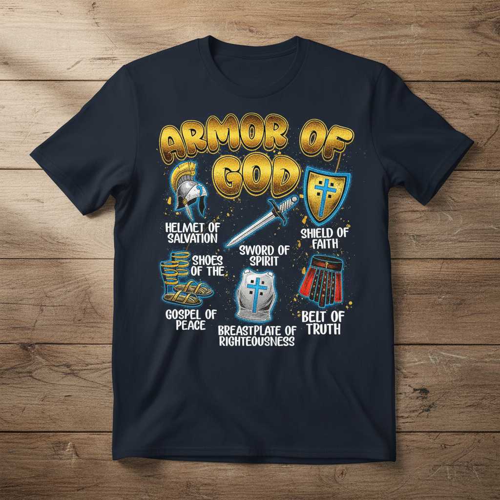 Armor of God Christian Warrior Graphic T-Shirt Tee Religious Gift Idea Clothing