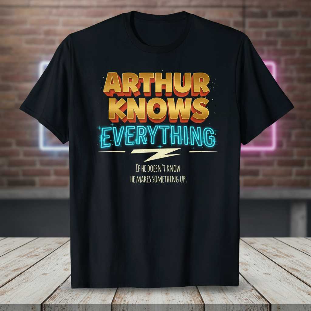 Arthur Knows Everything Funny Quote T-Shirt Novelty Tee Gift Idea for Arthur Fans