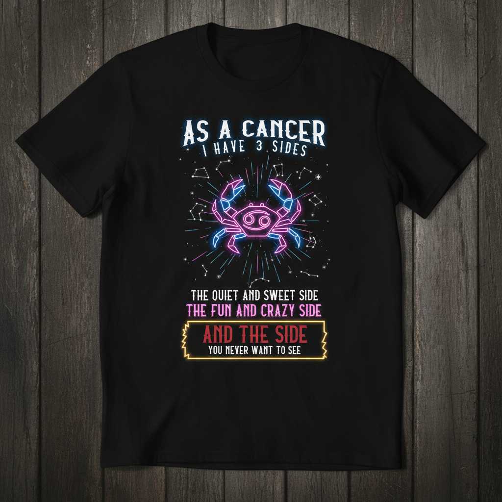 As A Cancer I Have 3 Sides Graphic T-Shirt Tee Zodiac Gift Idea for Astrology Fans