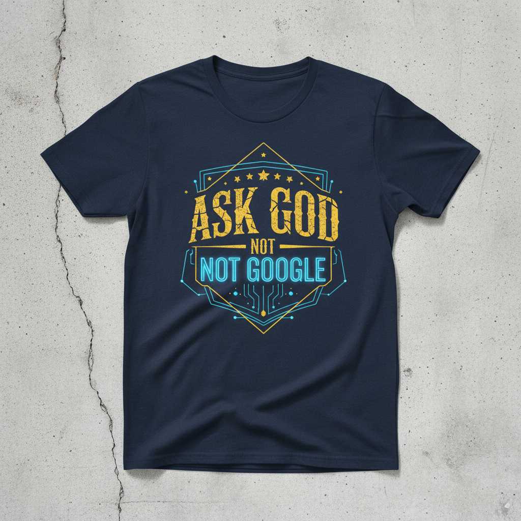 Ask God Not Google Graphic T-Shirt Tee Christian Faith Novelty Unisex Clothing Gift