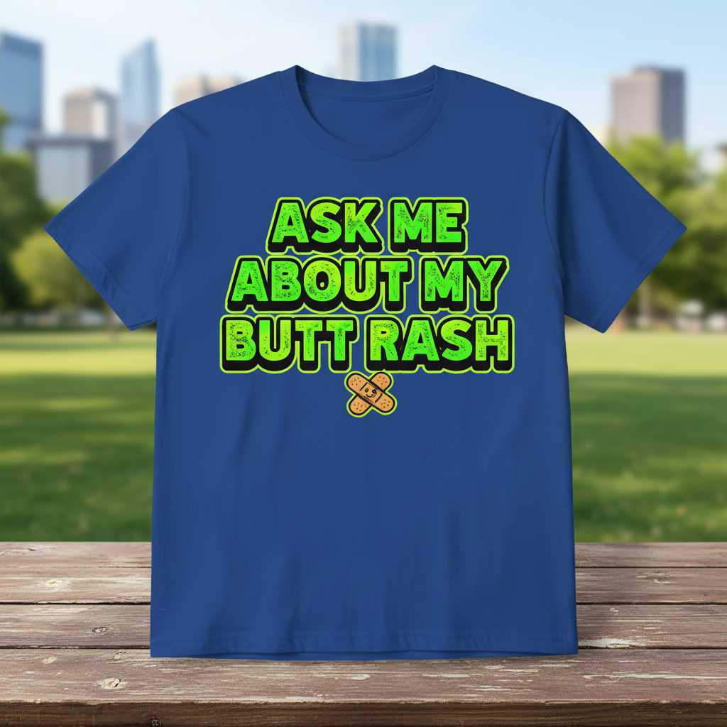 Ask Me About My Butt Rash Funny Graphic T-Shirt Novelty Tee Gift Idea