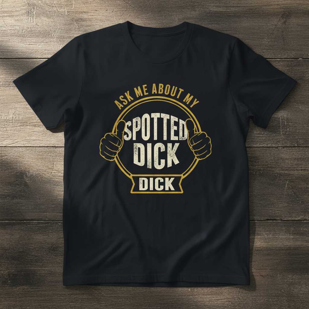 Ask Me About My Spotted Dick Funny British Humor Graphic T-Shirt Tee Gift Idea